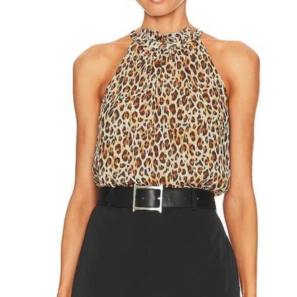 Joie Women's Epine Sleeveless 100% Silk Blouse Top, Size Small, Animal Print